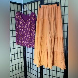☀️ Two piece outfit including SHEIN orange wide leg pants and Papermoon top